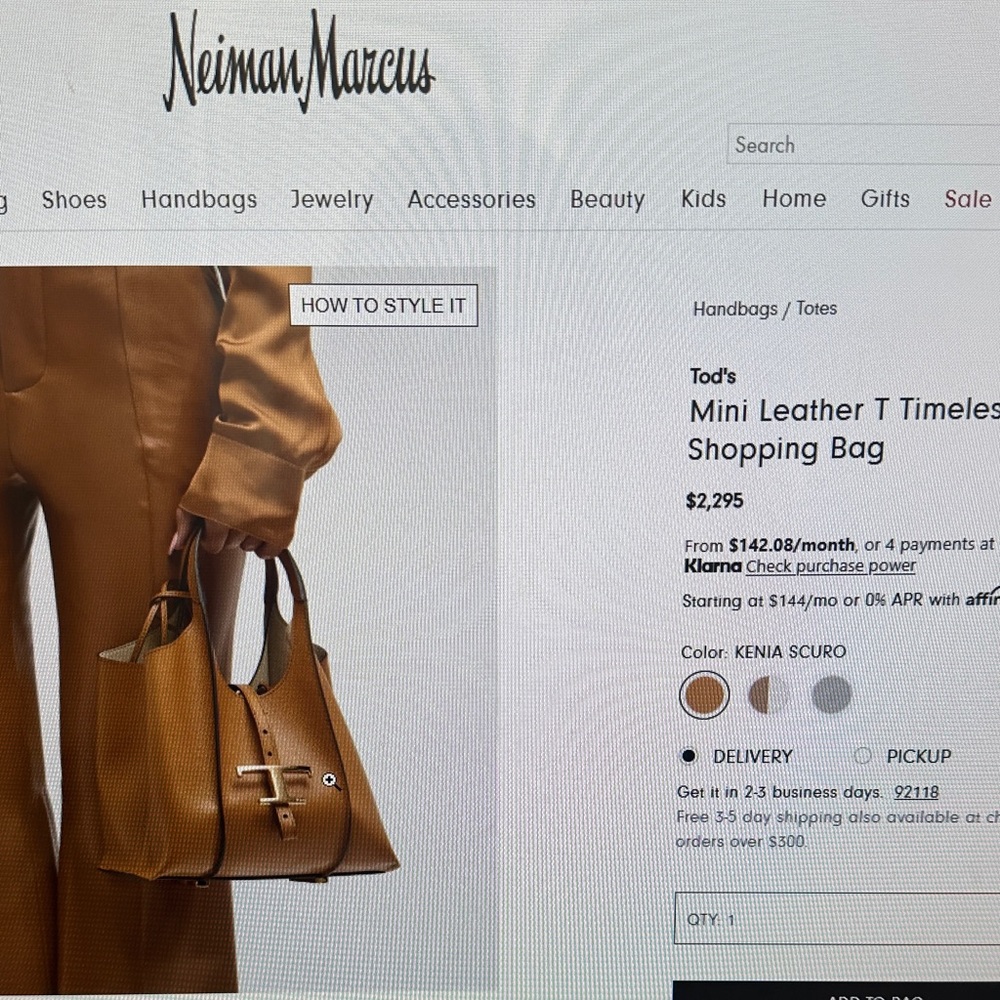 Tod's Tan Leather T Timeless Tote. Used just once, plastic still on feet.